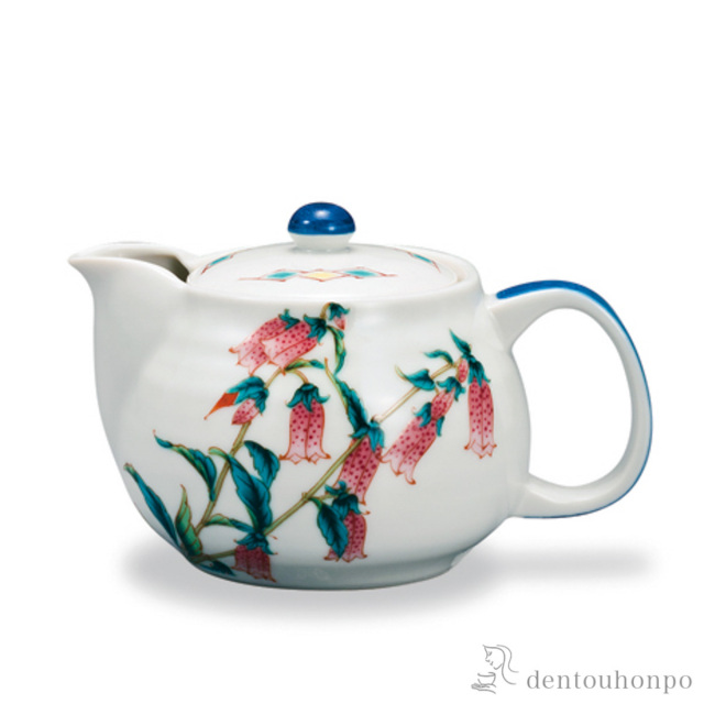 【送料無料】ポット急須 12か月の花 螢袋（8月） 茶こし付≪在庫確認後、1~3営業日で出荷≫ ( ティーポット お茶 煎茶 日本茶 おすすめ 九谷焼 )