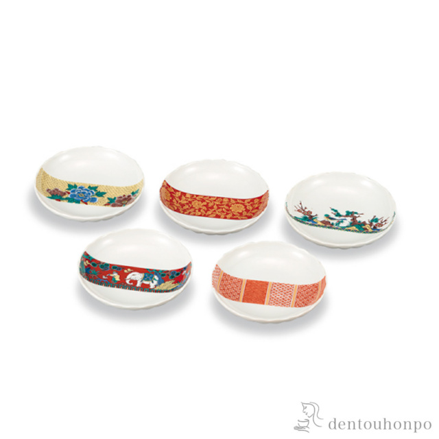 皿揃 時代絵 4.5号 5枚セット≪在庫確認後、1~3営業日で出荷≫ ( 和食器セット お皿 揃える 食器 和食 九谷焼 )