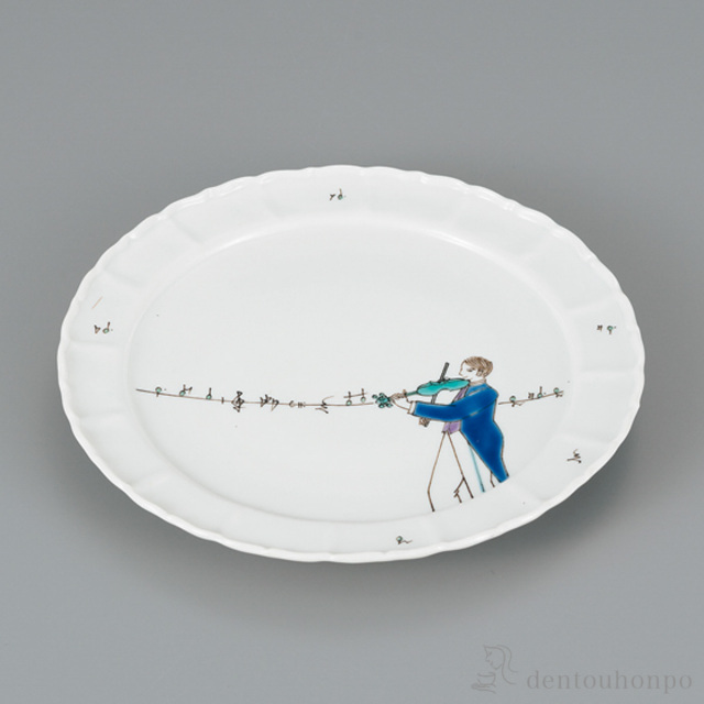 【送料無料】皿 バイオリン 7号≪在庫確認後、1~3営業日で出荷≫ ( 母の日 プレゼント 初任給 プレート おつまみ 料理 和食 洋食 九谷焼 )