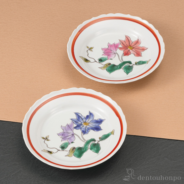 皿 鉄線 5.5号 ペア≪在庫確認後、1~3営業日で出荷≫ ( プレート 醤油皿 豆皿 和食 洋食 九谷焼 )