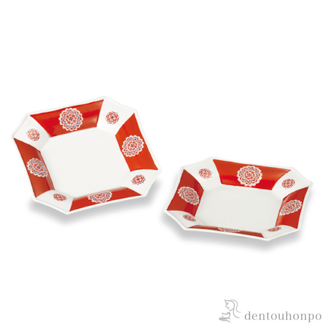 【送料無料】皿 赤絵丸紋 5.5号 ペア≪在庫確認後、1~3営業日で出荷≫ ( プレート 醤油皿 豆皿 和食 洋食 九谷焼 )