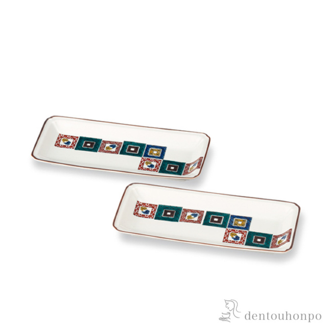 【送料無料】皿 石畳の図 8号 ペア≪在庫確認後、1~3営業日で出荷≫ ( 盛皿 プレート テーブルウェア 食器 パーティー 九谷焼 )