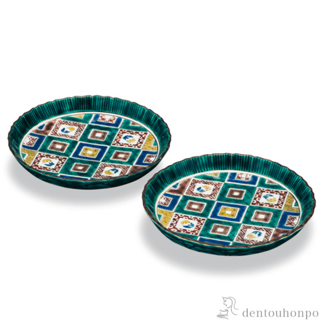 【送料無料】皿 石畳の図 5.5号 ペア≪在庫確認後、1~3営業日で出荷≫ ( プレート 醤油皿 豆皿 和食 洋食 九谷焼 )