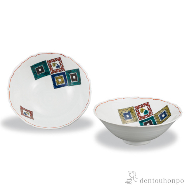 【送料無料】鉢 石畳の図 5.5号 ペア≪在庫確認後、1~3営業日で出荷≫ ( 和食 食器 おつまみ 朝食 料理 九谷焼 )