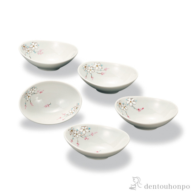 【送料無料】小鉢揃 花文 3.5号 5枚セット≪在庫確認後、1~3営業日で出荷≫ ( 和食 食器 おつまみ 朝食 料理 九谷焼 )