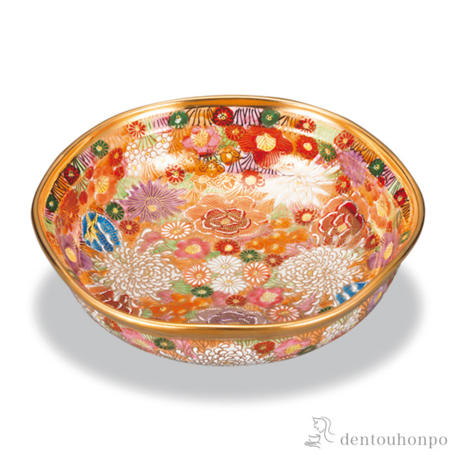 金彩松型 其泉窯 前菜陶器皿5枚セット 木箱付き 金彩松型 其泉窯 前菜