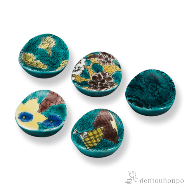 【送料無料】箸置 古九谷風五趣≪在庫確認後、1~3営業日で出荷≫ ( ギフトセット 結婚祝い 箸休め はしおき おしゃれ 九谷焼 )