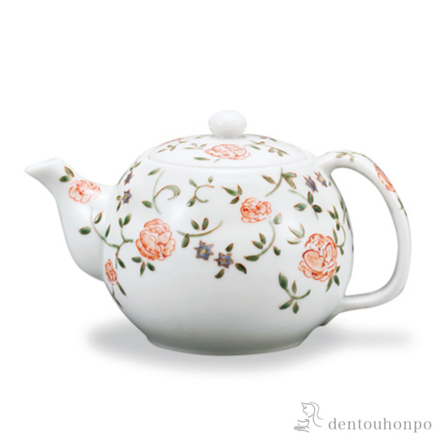 ポット急須 バラ 茶こし付≪在庫確認後、1~3営業日で出荷≫ ( ティーポット お茶 煎茶 日本茶 おすすめ 九谷焼 )