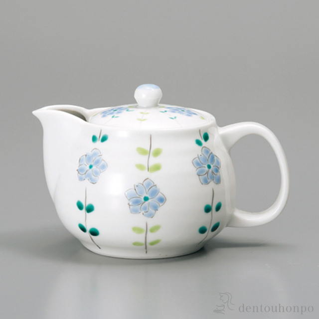 ポット急須 線花文 紺 茶こし付≪注文後に商品取り寄せ、後日納期連絡致します≫ ( ティーポット お茶 煎茶 日本茶 おすすめ 九谷焼 )