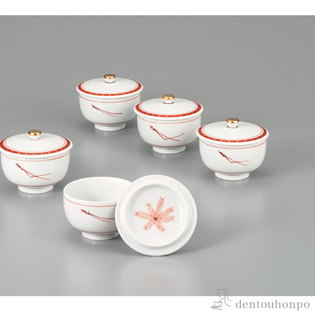 【送料無料】蓋付汲出揃 松文 5客セット≪在庫確認後、1~3営業日で出荷≫ ( 木箱名入れ有料 茶器セット 急須 湯呑み 日本茶 中国茶 九谷焼 )