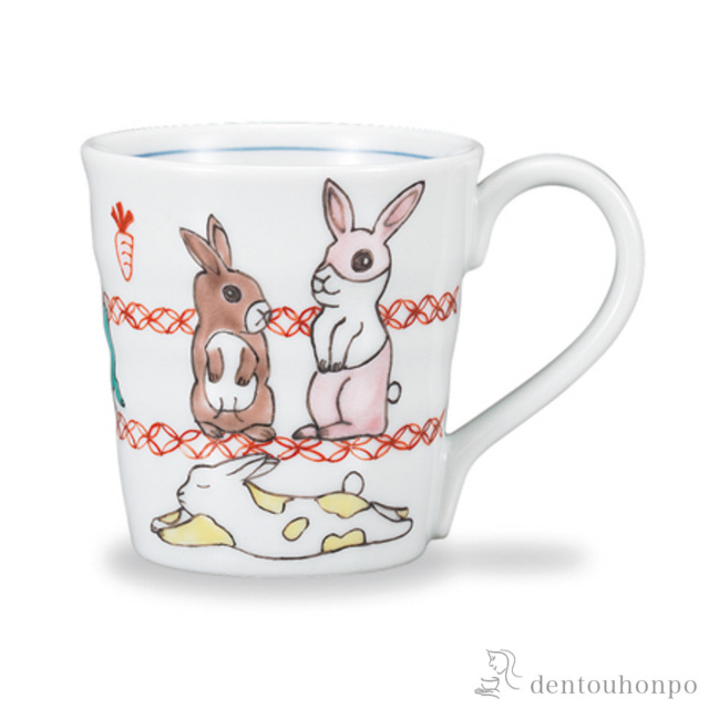 【送料無料】マグカップ 彩 ウサギ≪在庫確認後、1~3営業日で出荷≫ ( プレゼント デザイン マグ オリジナル タンブラー 九谷焼 )