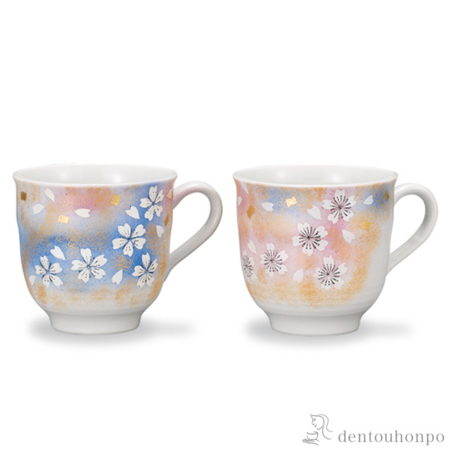 【送料無料】マグカップ 花の舞 ペア≪在庫確認後、1~3営業日で出荷≫ ( プレゼント デザイン マグ オリジナル タンブラー 九谷焼 )