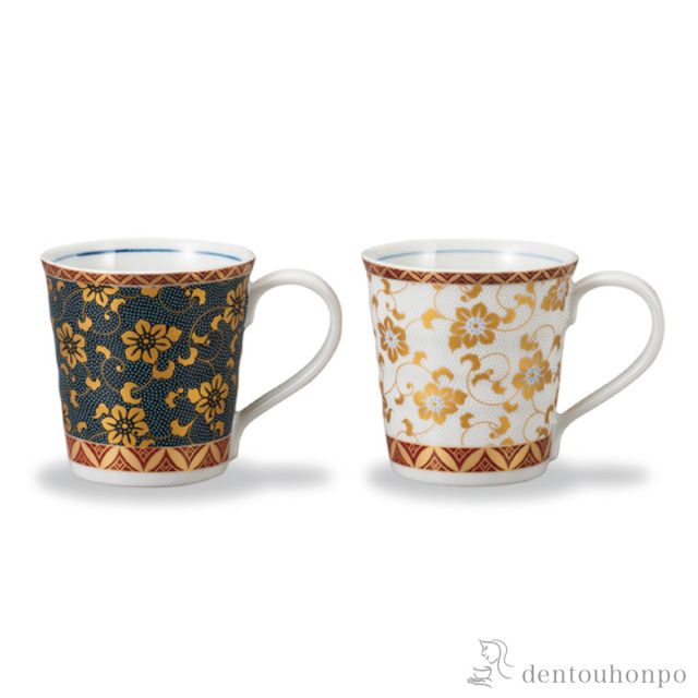 【送料無料】マグカップ 鉄仙唐草 ペア≪在庫確認後、1~3営業日で出荷≫ ( プレゼント デザイン マグ オリジナル タンブラー 九谷焼 )