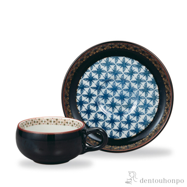 【送料無料】コーヒー碗皿 天目小紋≪在庫確認後、1~3営業日で出荷≫ ( セット ソーサー ティーカップ 美味しい おすすめ 九谷焼 )