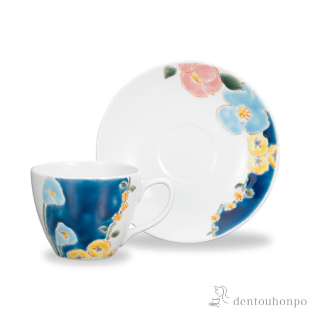 カップ＆ソーサー 花紋≪在庫確認後、1~3営業日で出荷≫ ( セット ソーサー ティーカップ 美味しい おすすめ 九谷焼 )