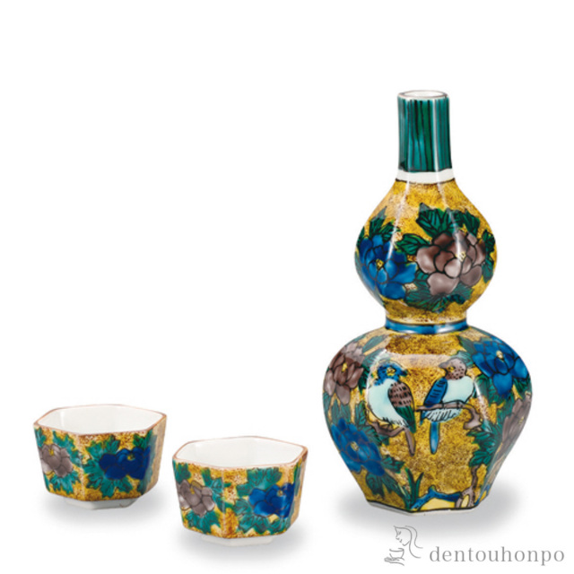 【送料無料】晩酌揃 吉田屋風花鳥≪在庫確認後、1~3営業日で出荷≫ ( 酒器 日本酒 冷酒 プレゼント 人気 九谷焼 )