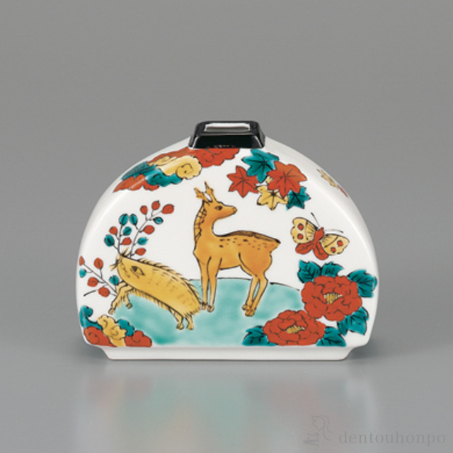 【送料無料】一輪生 猪鹿蝶 5号≪在庫確認後、1~3営業日で出荷≫ ( 花瓶 おしゃれ 花器 フラワーベース おすすめ 九谷焼 )