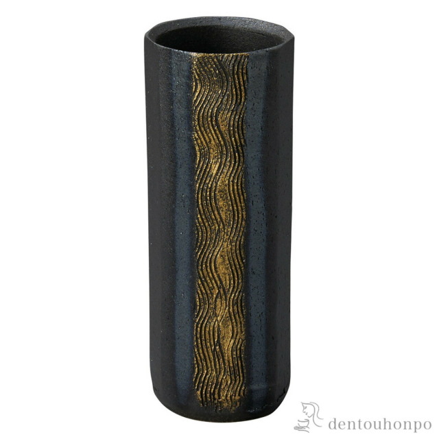 お正月　黒色陶器花瓶 金色の花模様信楽焼　高級壺 楽天市場】薩摩花瓶 金芙蓉 10号 陶器 おしゃれ 32センチ 1尺 モダン