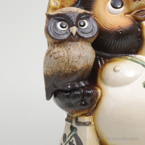 送料無料】 開運狸 ふくろう付 11号 / 置物 幸運 風水 縁起物 人気