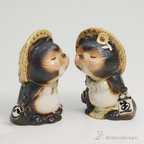 キス狸 メス 6号 / 置物 幸運 風水 縁起物 人気 信楽焼 ≪注文