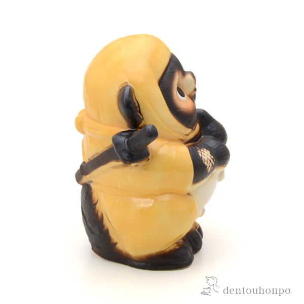 送料無料】 忍者狸 黄色 7号 / 置物 幸運 風水 縁起物 人気 信楽焼