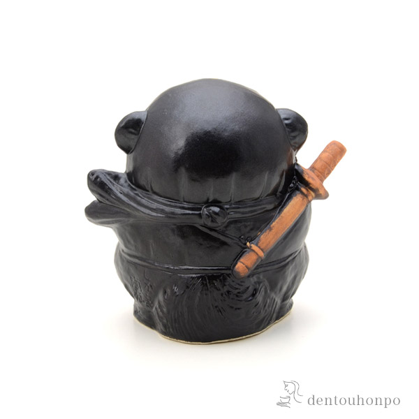 送料無料】 忍者狸 黒色 5号 / 置物 幸運 風水 縁起物 人気 信楽焼