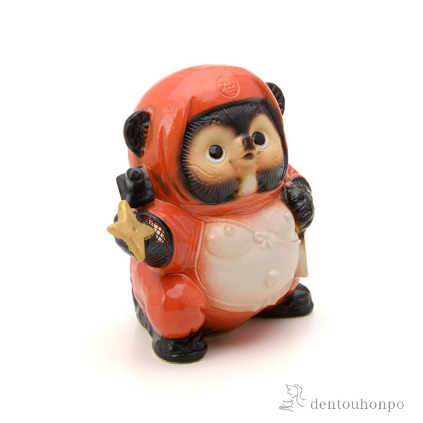 送料無料】 忍者狸 くの一 赤色 5号 / 置物 幸運 風水 縁起物 人気