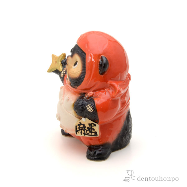 送料無料】 忍者狸 くの一 赤色 5号 / 置物 幸運 風水 縁起物 人気