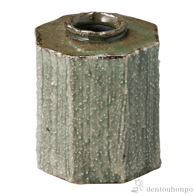 ミニ花瓶 緑釉白刷毛 角瓶≪在庫確認後、10~14営業日程で出荷予定≫ ( へちもん 木札名入れ有料 一輪挿し おしゃれ 花器 フラワーベース かわいい 信楽焼 )