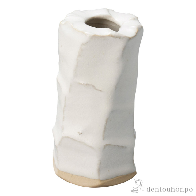 【送料無料】ミニ花瓶 氷柱 白≪在庫確認後、10~14営業日程で出荷予定≫ ( へちもん 木札名入れ有料 一輪挿し おしゃれ 花器 フラワーベース かわいい 信楽焼 )