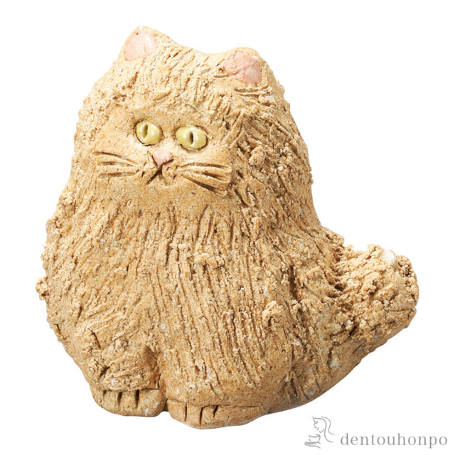 【送料無料】置物 猫のMUKU 茶 小≪在庫確認後、10~14営業日程で出荷≫ ( へちもん 木札名入れ有料 信楽焼 )