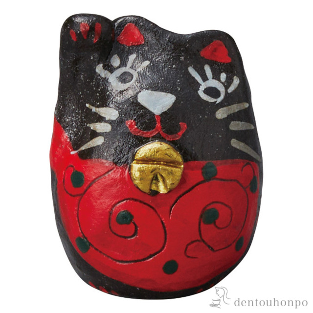 置物 赤絵まねきねこ 黒≪在庫確認後、10~14営業日程で出荷≫ ( へちもん 木札名入れ有料 置物 幸運 開運 まねきねこ 風水 信楽焼 )