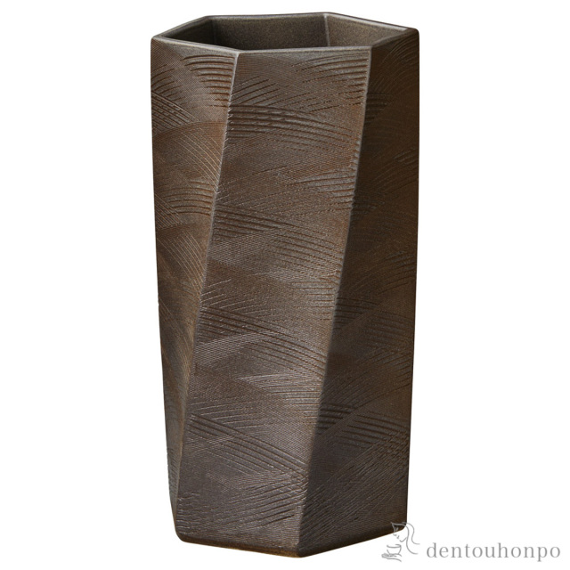 【送料無料】傘立て 扇ひねり 六角 黒≪在庫確認後、10~14営業日程で出荷予定≫ ( へちもん スリム 玄関 お店 高級 おすすめ 信楽焼 )