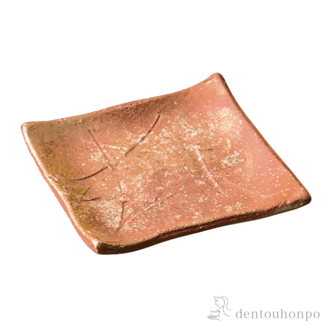 【送料無料】角皿 緋色 4寸 ５枚セット≪在庫確認後、10~14営業日程で出荷≫ ( へちもん プレート 醤油皿 豆皿 和食 洋食 信楽焼 )