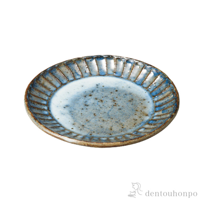 【送料無料】リム皿 青荻彫 15ｃｍ 5個セット≪在庫確認後、10~14営業日程で出荷≫ ( へちもん プレート おつまみ 料理 和食 洋食 信楽焼 )