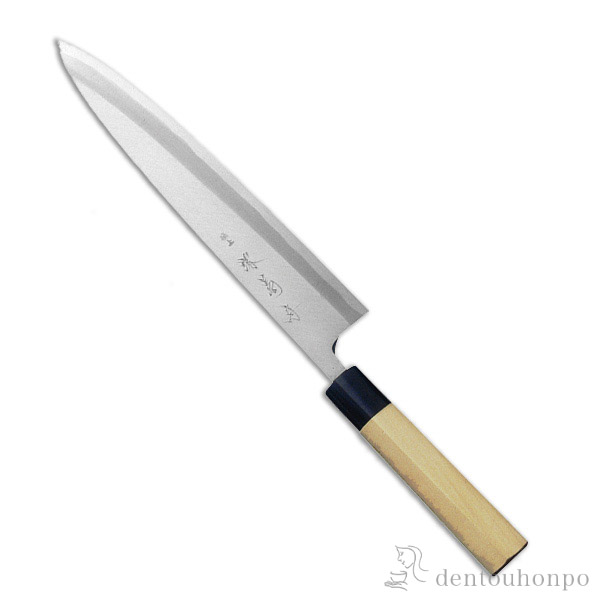 【送料無料】和包丁 堺菊守 極上（水牛柄） 身卸し 300mm 1本 名入れ彫刻無料≪在庫確認後、7営業日程で出荷≫ ( 切れ味 ナイフ 庖丁 人気 おすすめ 堺打刃物 )