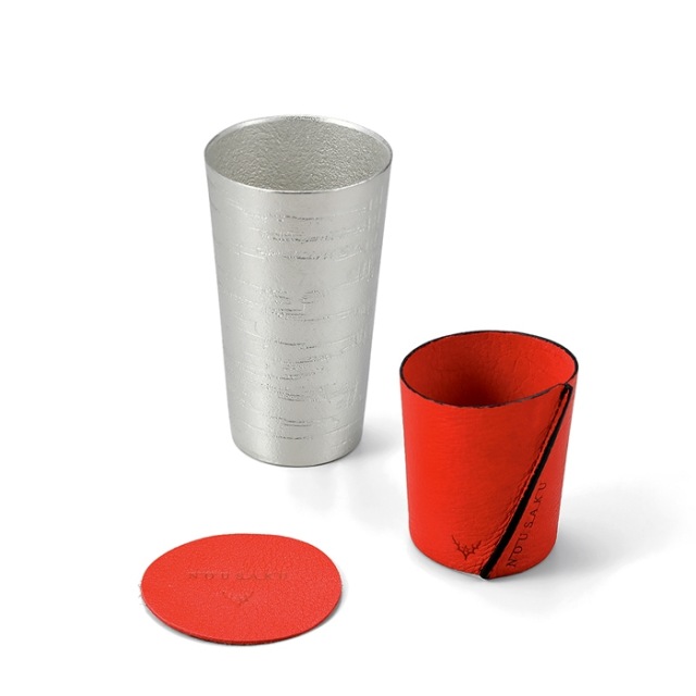 【送料無料】ビアカップセット シラカバ レッド ビアカップ1個・カバー1個≪在庫確認後、10~14営業日程で出荷≫ ( 能作 名入れ有料 タンブラー ビアグラス ビアカップ プレゼント 人気 高岡銅器 )