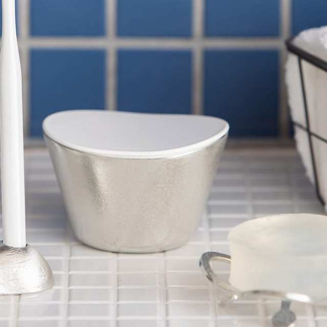 カバー付き 入れ歯ポット フィーユ 選べる3色 S カバー付≪在庫確認後、10~14営業日程で出荷予定≫ ( アクセサリー入れ 収納ボックス ケース BOX 宝物 高岡銅器 )