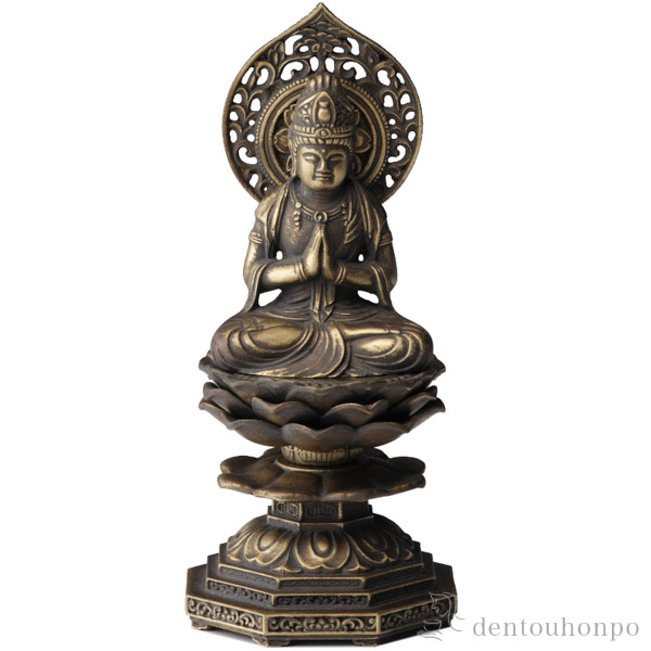 送料無料】 仏像 勢至菩薩 選べる3色／古美金／古美青銅／古美茶 15cm