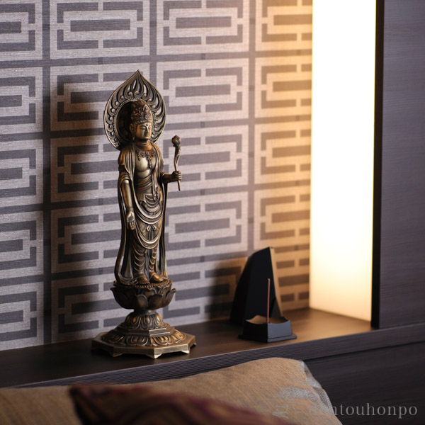 送料無料】 仏像 聖観音菩薩 選べる3色／古美金／古美青銅／古美茶