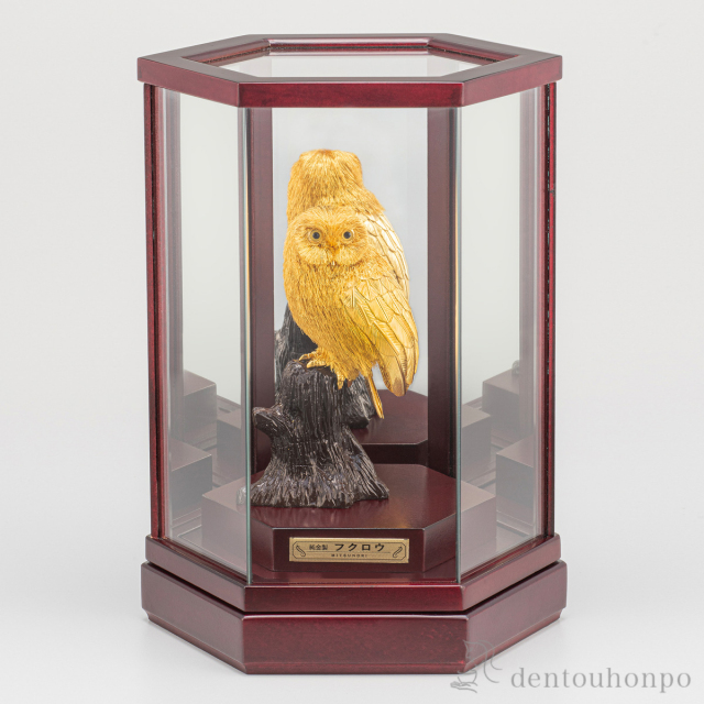 【送料無料】純金 フクロウ E 80g≪注文後に商品取り寄せ、後日納期連絡致します≫ ( 光則（金工芸） 木札名入れ有料 高級 コレクション 美術品 工芸品 伝統 東京銀器（金工芸） )