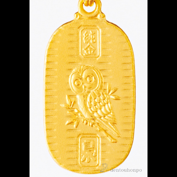 送料無料】 純金製 ストラップ 小判型 フクロウ / シューホーン くつ