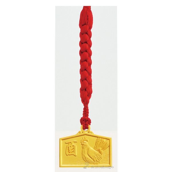 送料無料】 K18 根付 絵馬 酉 / ストラップ 美術品 工芸品 おしゃれ