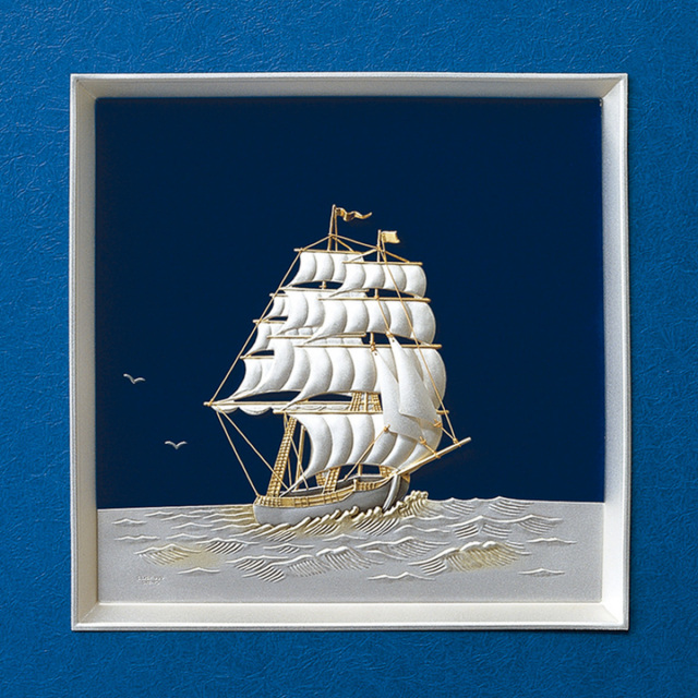 送料無料】 銀製 額 帆船 B 22g / 武比古 額縁 飾り フレーム 人気