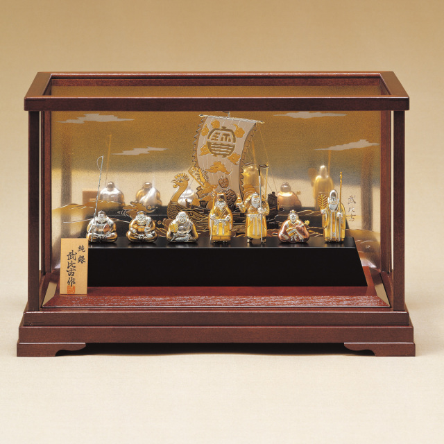 送料無料】 銀製 七福神 A 56g / 武比古 恵比寿 大黒 宝船 置物 幸運