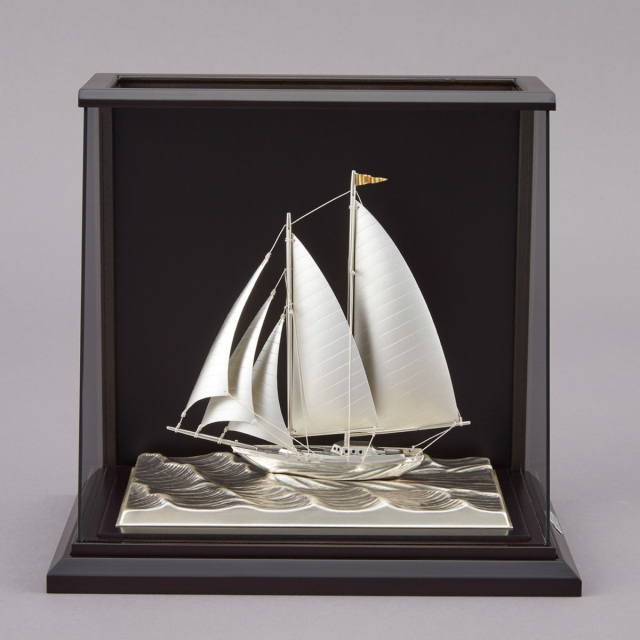 送料無料】 銀製 ヨット スクーナー スロープケース 47g / 高級