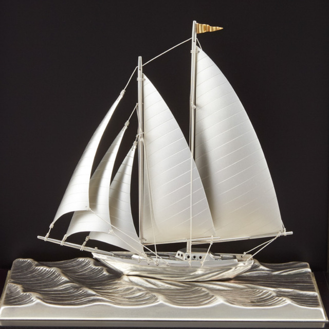 送料無料】 銀製 ヨット スクーナー スロープケース 47g / 高級