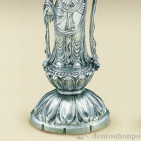 送料無料】 銀製 仏像 聖観世音菩薩 1720g / 仏壇 寺院 仏様 日本 仏具 