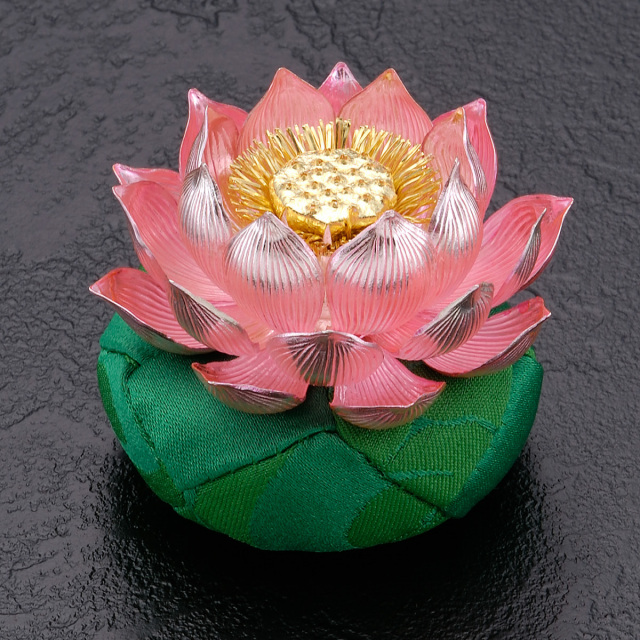 送料無料】 純銀 蓮飾り ピンク 2.5号・40g / 高級 コレクション 美術