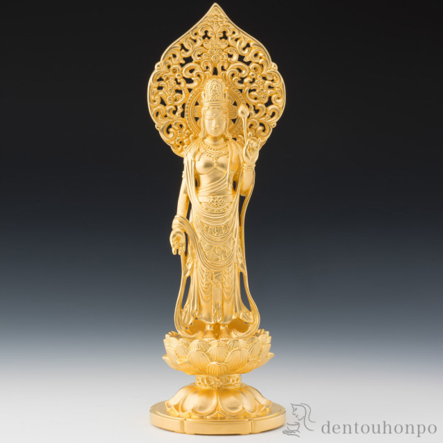 【送料無料】純金 聖観世音菩薩 210g≪1ヶ月程で出荷予定≫ ( 木札名入れ有料 仏壇 寺院 仏様 日本 仏具 東京銀器（金工芸） )